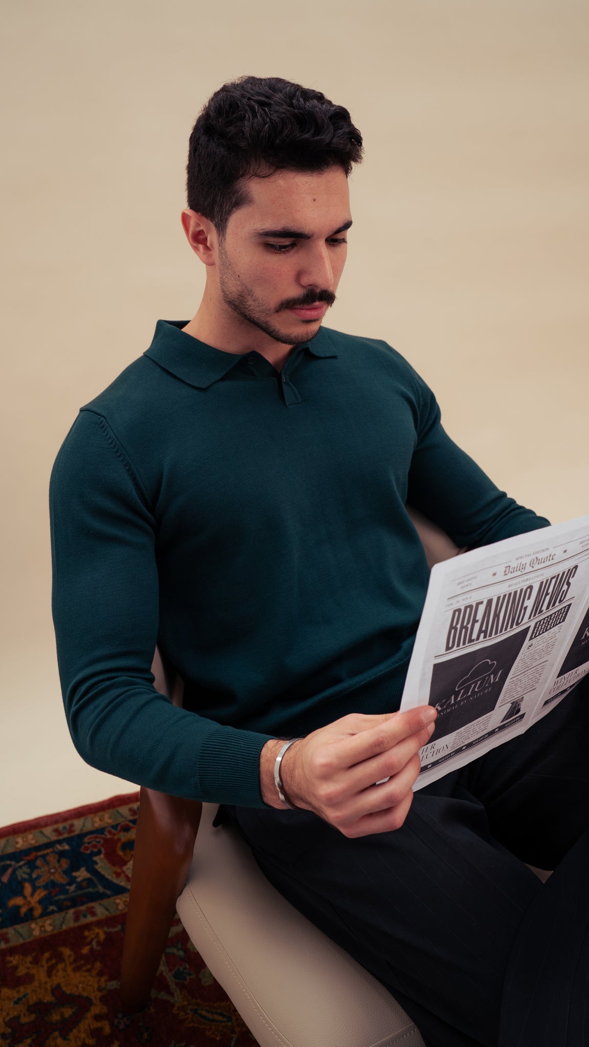 knitted Polo Shirt  | Royal olive