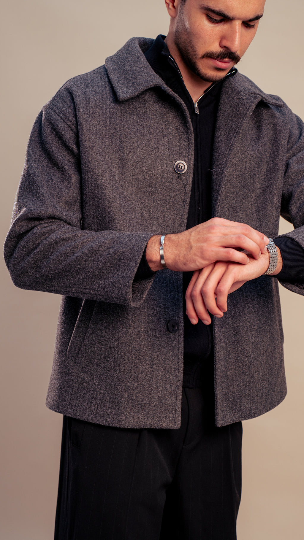 Grey Wool Jacket Coat