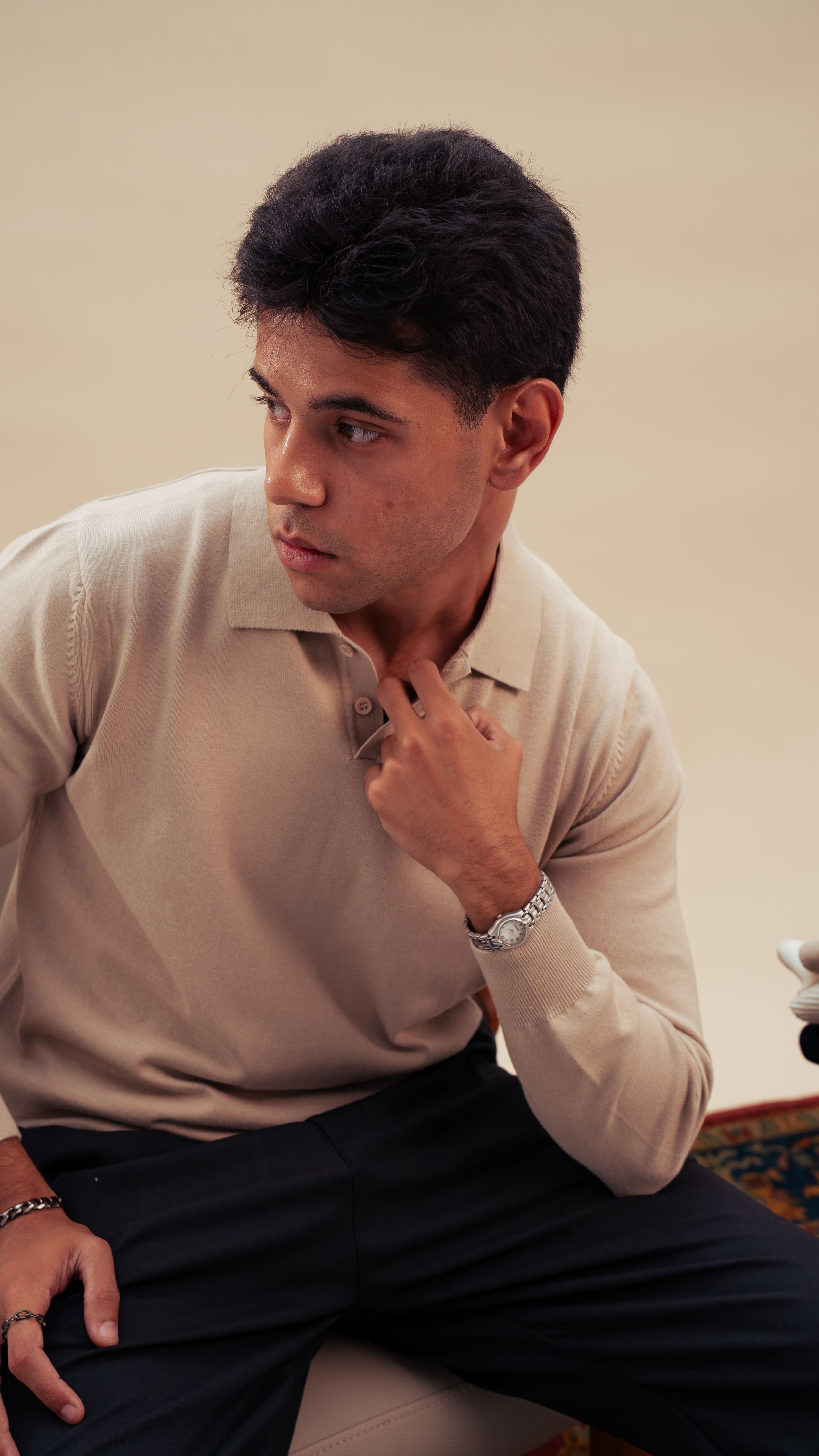 Knitted Polo Shirt | Royal Beige