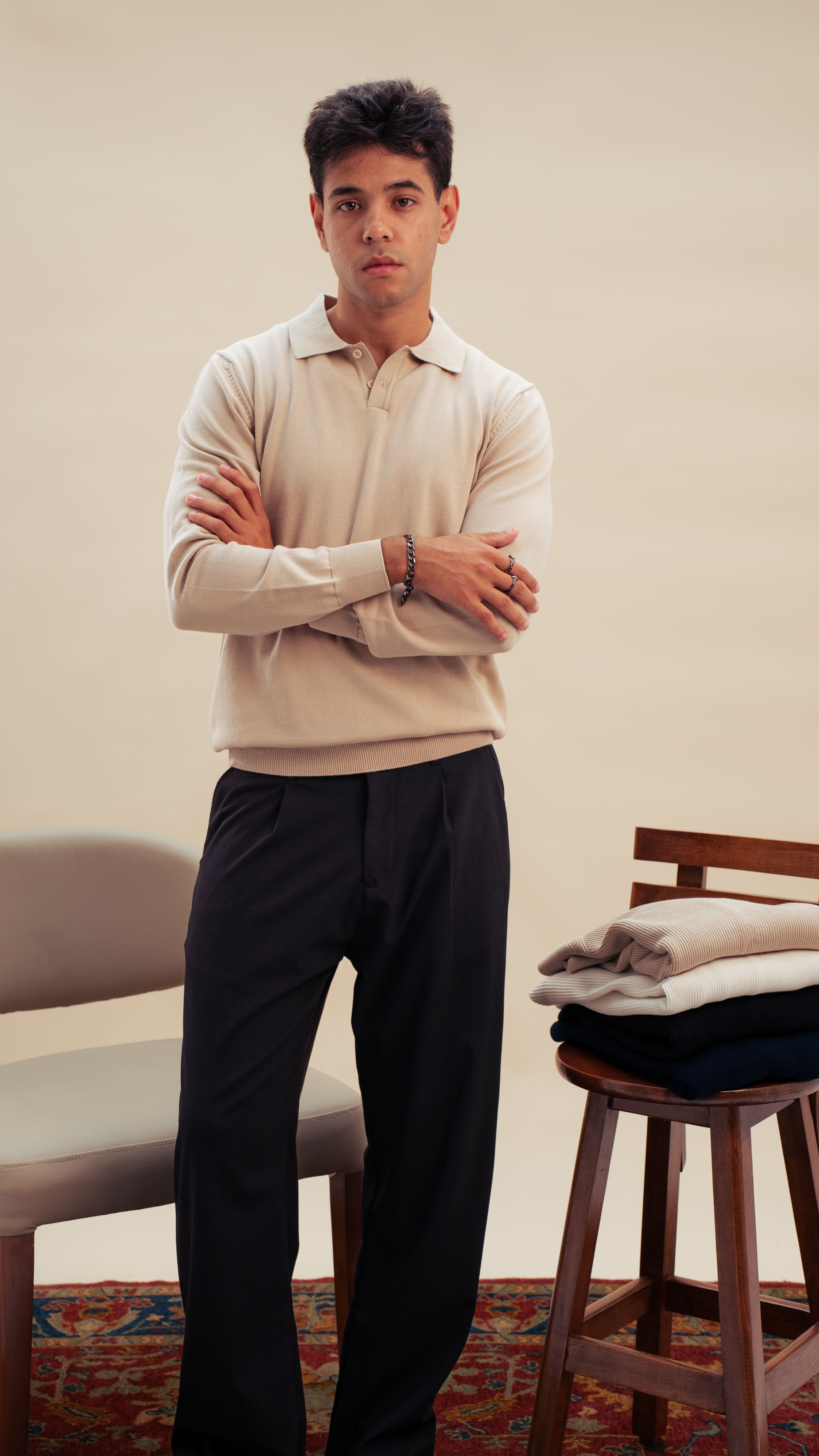 Knitted Polo Shirt | Royal Beige